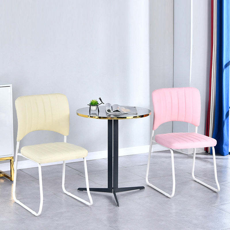Scandinavian Leather Steel Stackable Vanity Stool