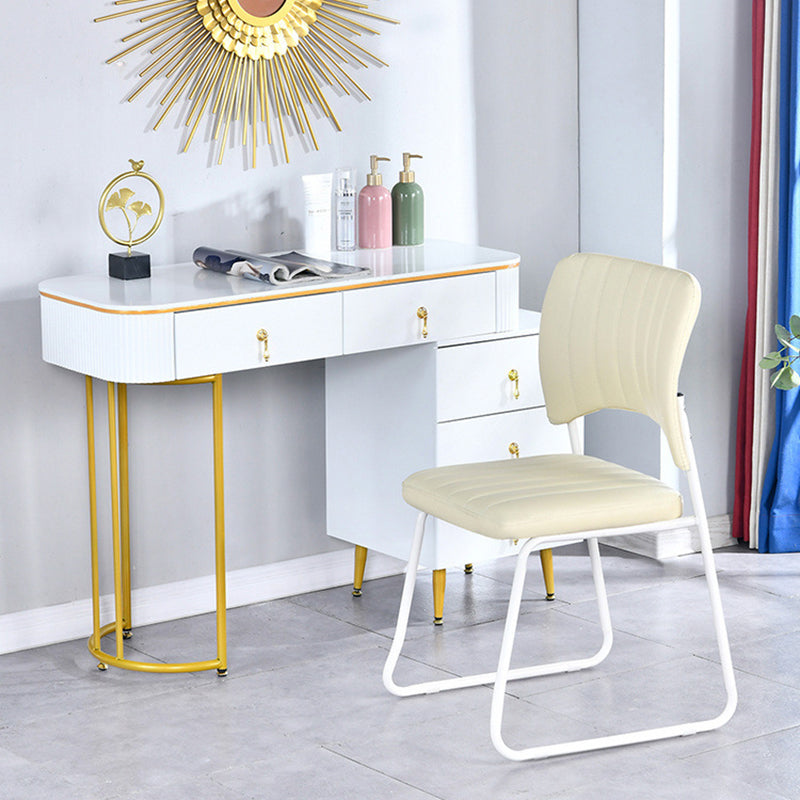 Scandinavian Leather Steel Stackable Vanity Stool