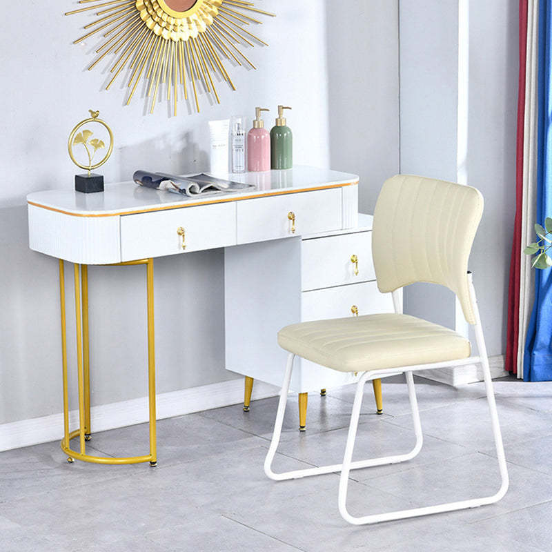 Scandinavian Leather Steel Stackable Vanity Stool