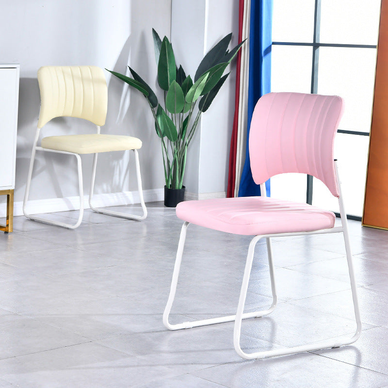 Scandinavian Leather Steel Stackable Vanity Stool