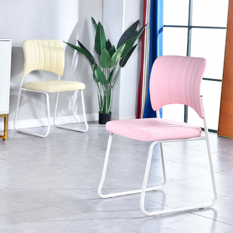 Scandinavian Leather Steel Stackable Vanity Stool