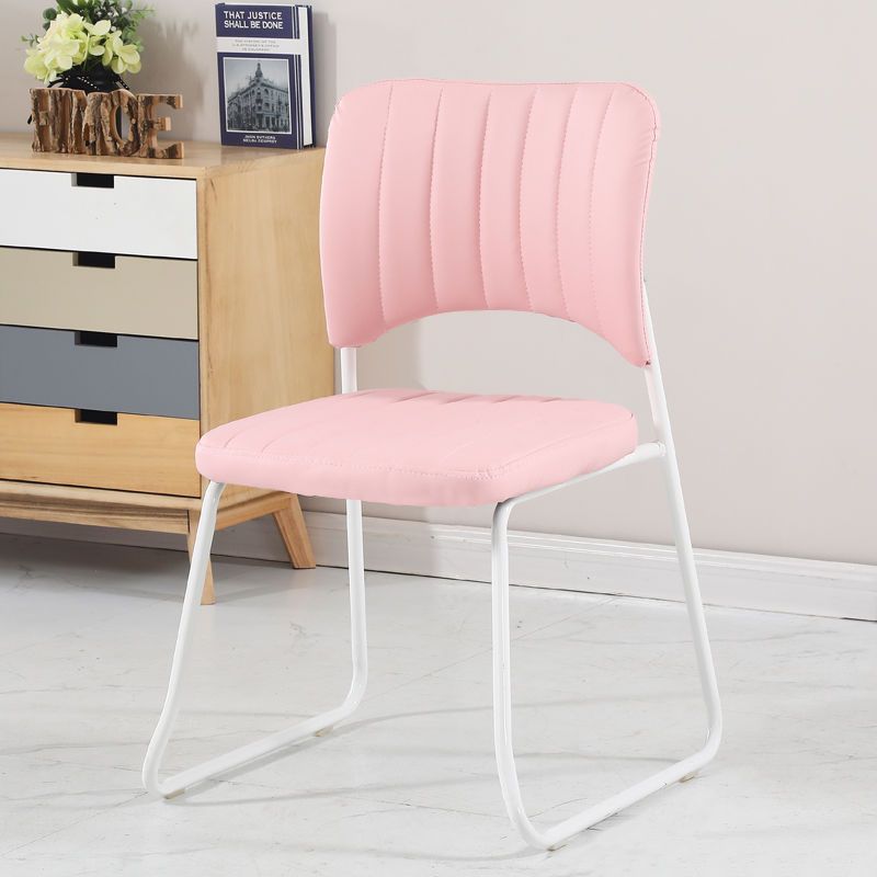 Scandinavian Leather Steel Stackable Vanity Stool
