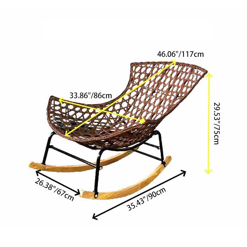 Boho Wicker Fabric Rocking Chair — Blue