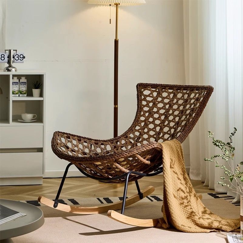 Boho Wicker Fabric Rocking Chair