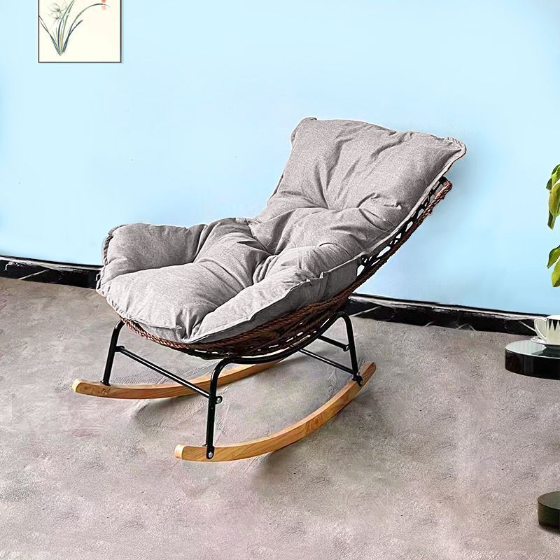 Boho Wicker Fabric Rocking Chair — Gray