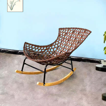 Boho Wicker Fabric Rocking Chair