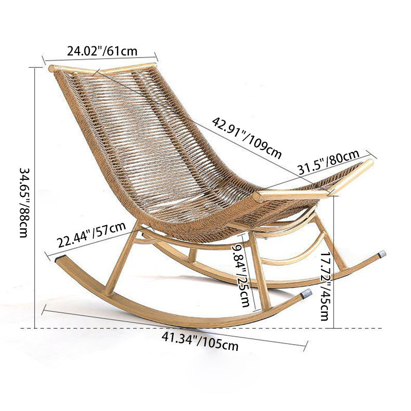 Boho Arc Braided Rope Wood Rocking Chair
