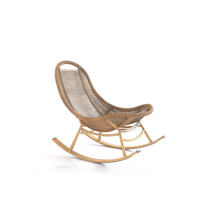 Boho Arc Braided Rope Wood Rocking Chair