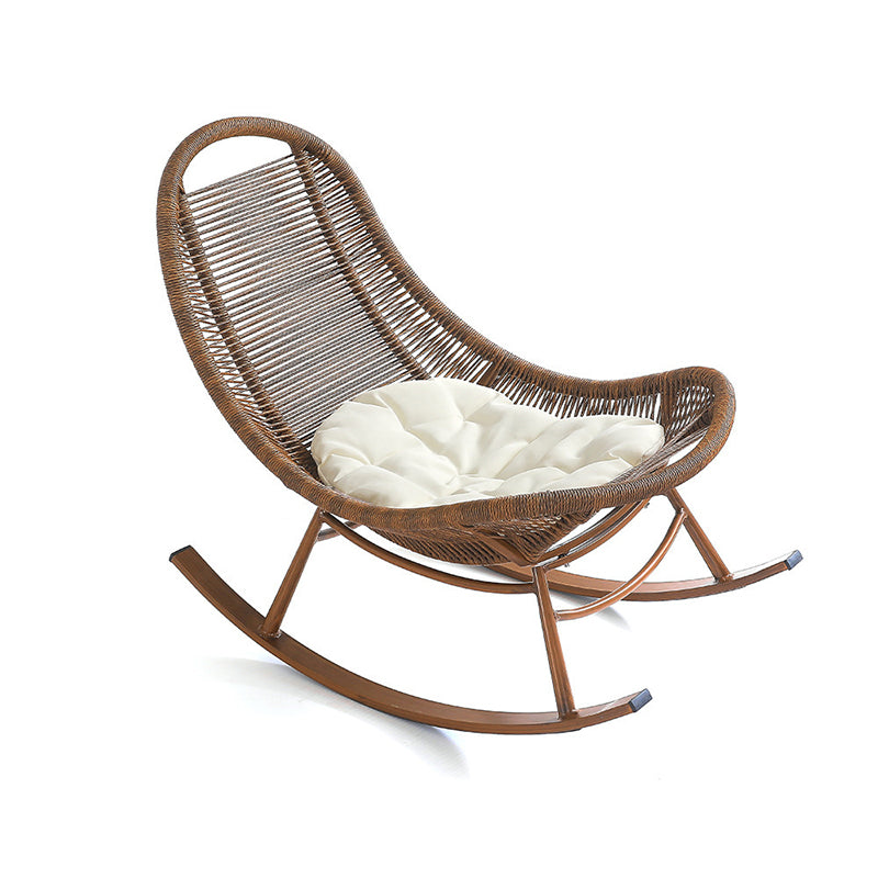 Boho Arc Braided Rope Wood Rocking Chair