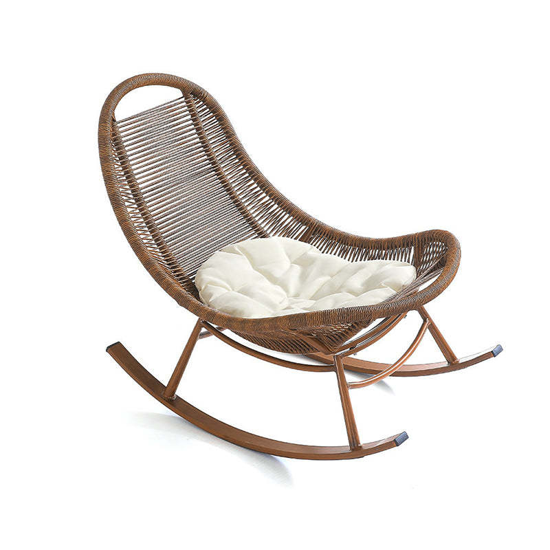 Boho Arc Braided Rope Wood Rocking Chair