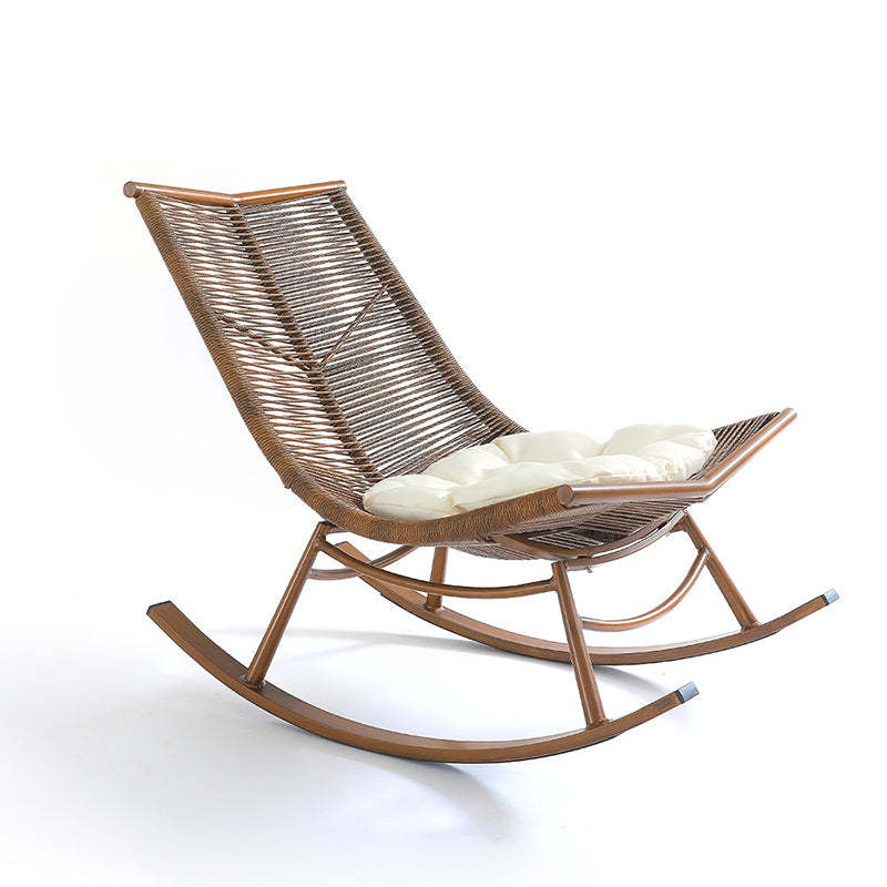 Lighom rocking boho wood recliner for balcony — 43" L x 22.5" W x 34.5" H / Solid Wood