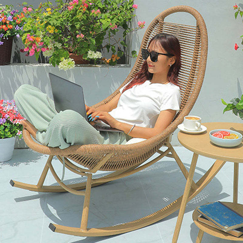Boho Arc Braided Rope Wood Rocking Chair