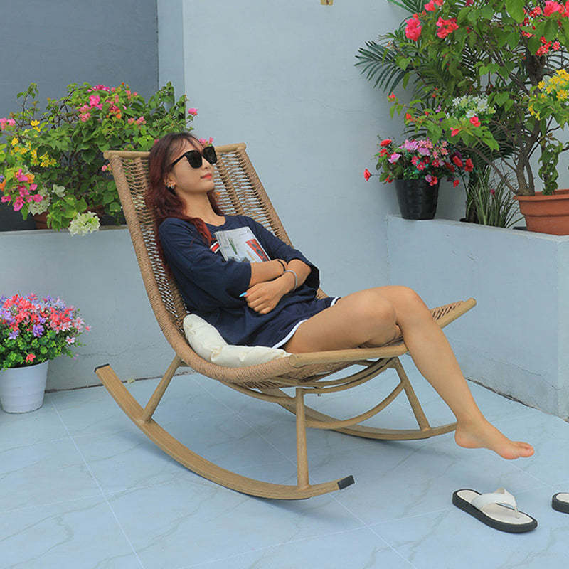 Boho Arc Braided Rope Wood Rocking Chair