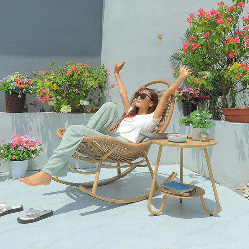 Boho Arc Braided Rope Wood Rocking Chair