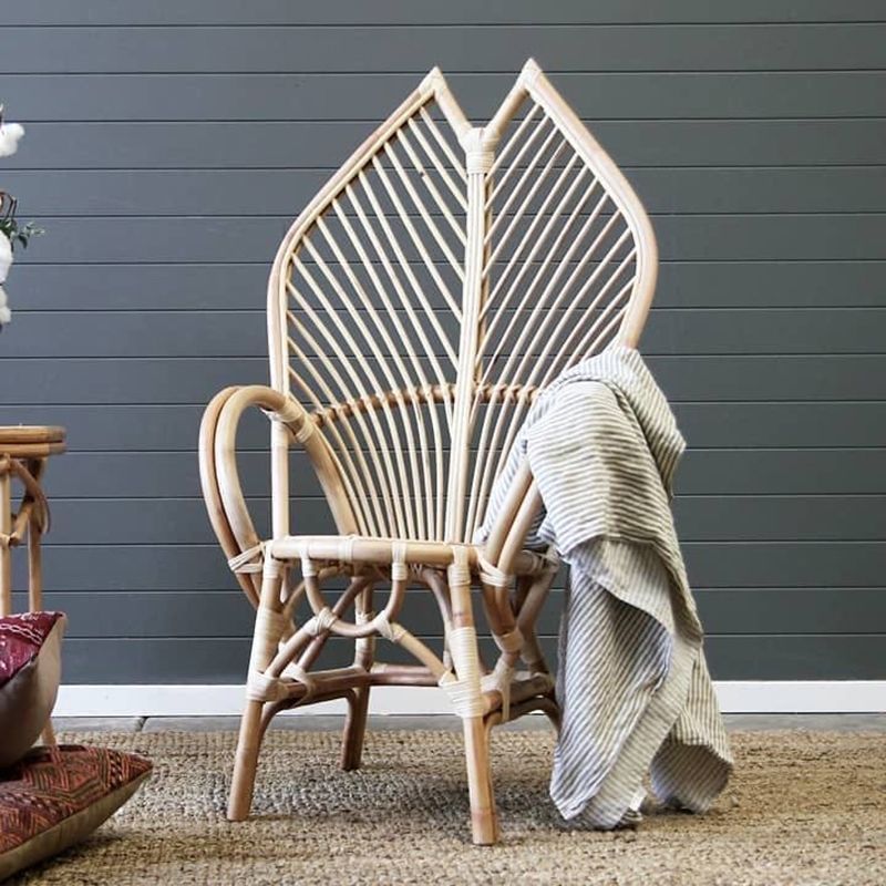 Contemporary Boho Rattan Patio Lounge Chair — Rattan Color