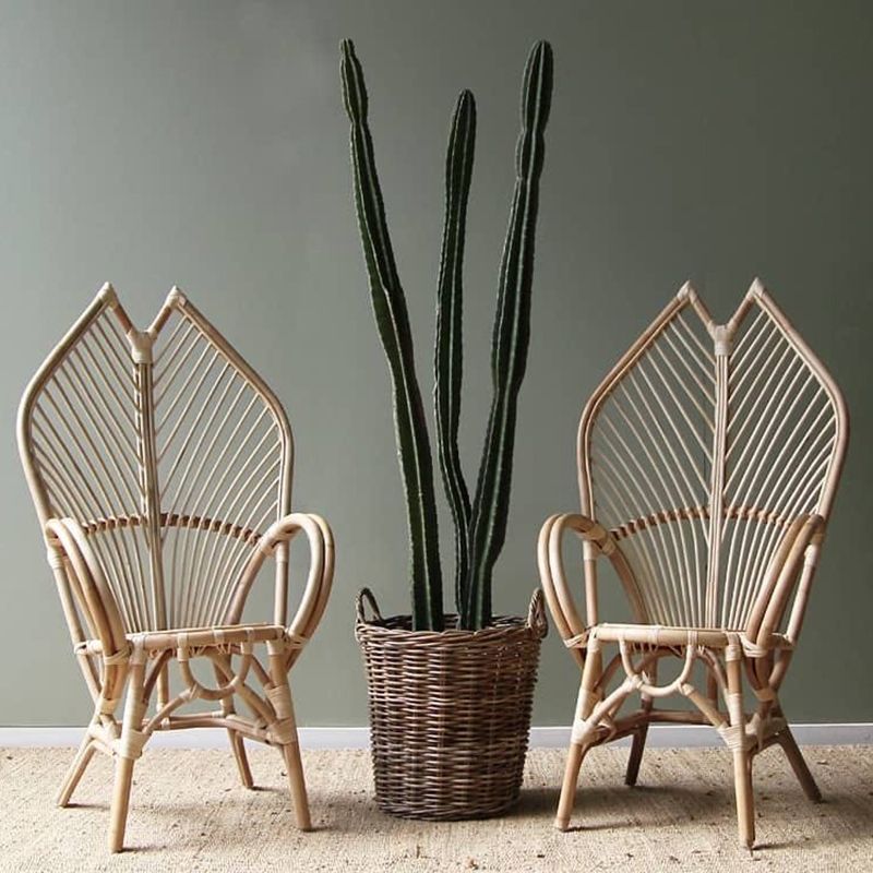 Contemporary Boho Rattan Patio Lounge Chair