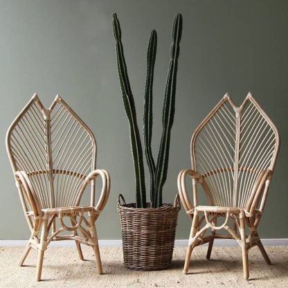 Contemporary Boho Rattan Patio Lounge Chair