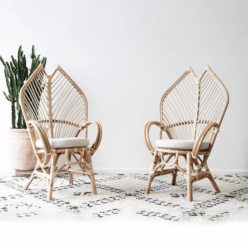Contemporary Boho Rattan Patio Lounge Chair