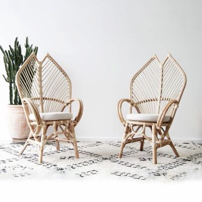 Contemporary Boho Rattan Patio Lounge Chair