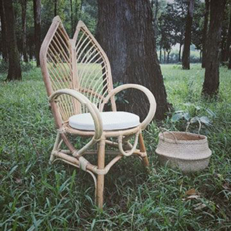 Contemporary Boho Rattan Patio Lounge Chair