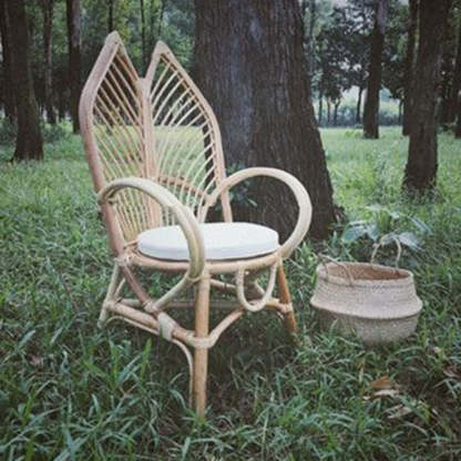 Contemporary Boho Rattan Patio Lounge Chair