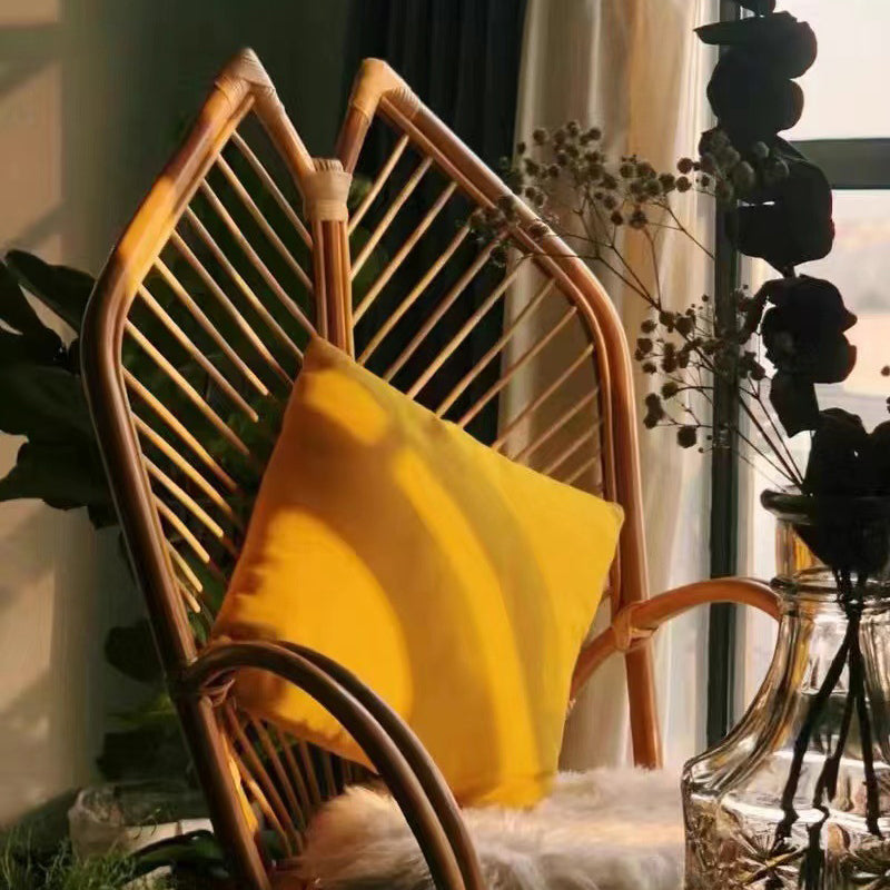 Contemporary Boho Rattan Patio Lounge Chair