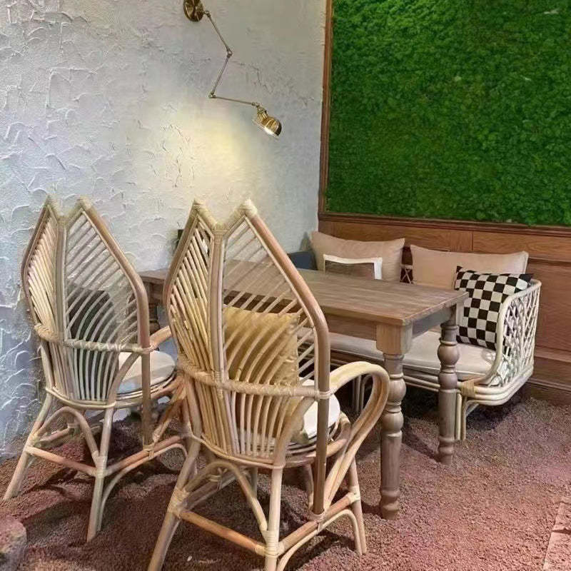 Contemporary Boho Rattan Patio Lounge Chair