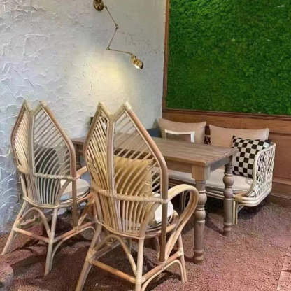 Contemporary Boho Rattan Patio Lounge Chair