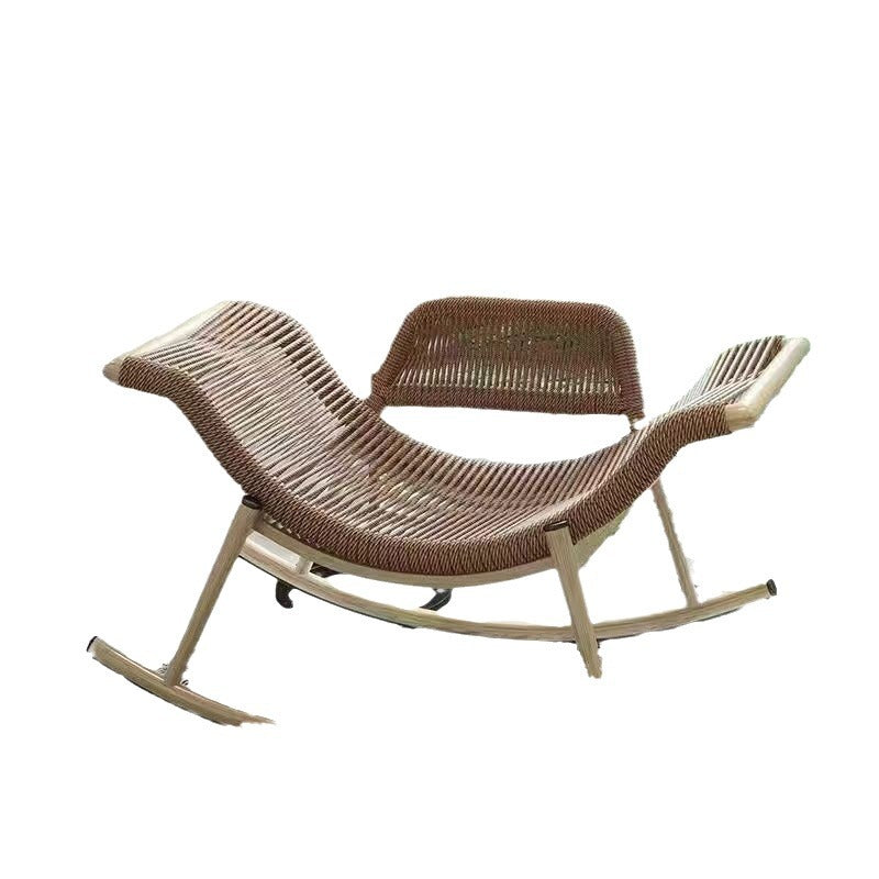 Contemporary Boho Rattan Patio Rocking Chair