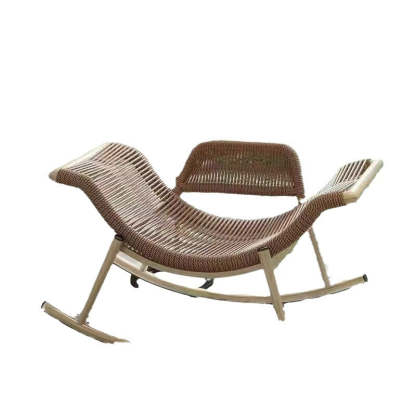 Contemporary Boho Rattan Patio Rocking Chair