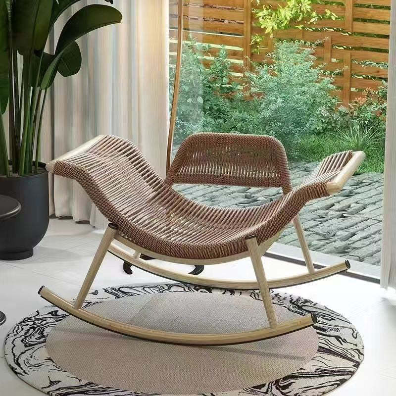 Contemporary Boho Rattan Patio Rocking Chair