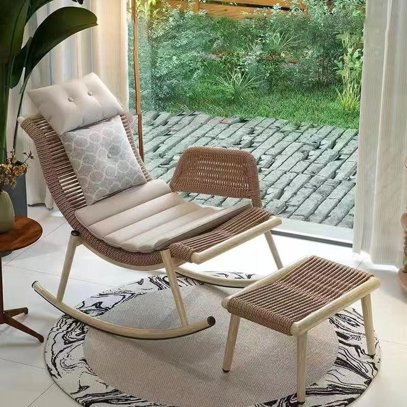 Contemporary Boho Rattan Patio Rocking Chair