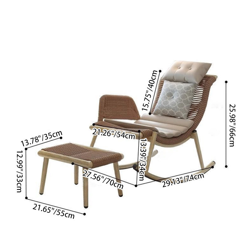 Contemporary Boho Rattan Patio Rocking Chair