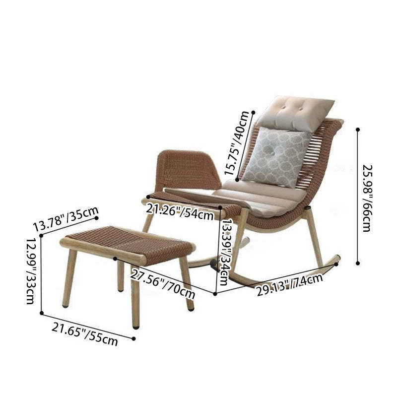 Contemporary Boho Rattan Patio Rocking Chair