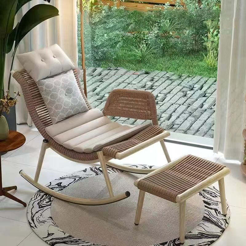 Contemporary Boho Rattan Patio Rocking Chair
