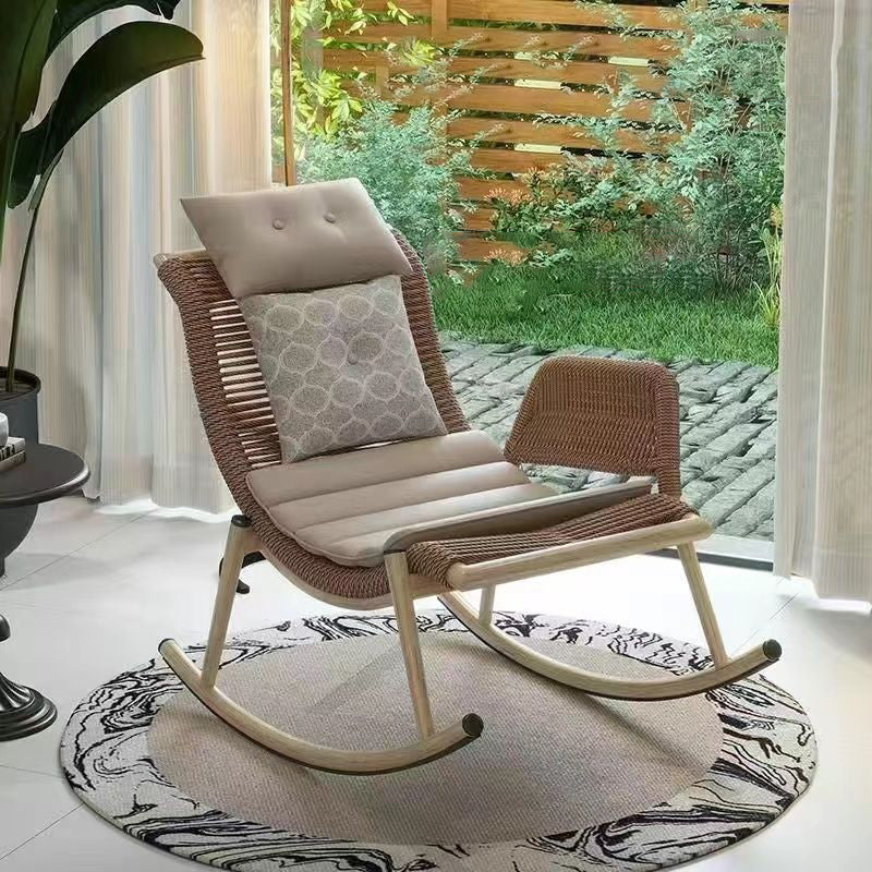 Contemporary Boho Rattan Patio Rocking Chair