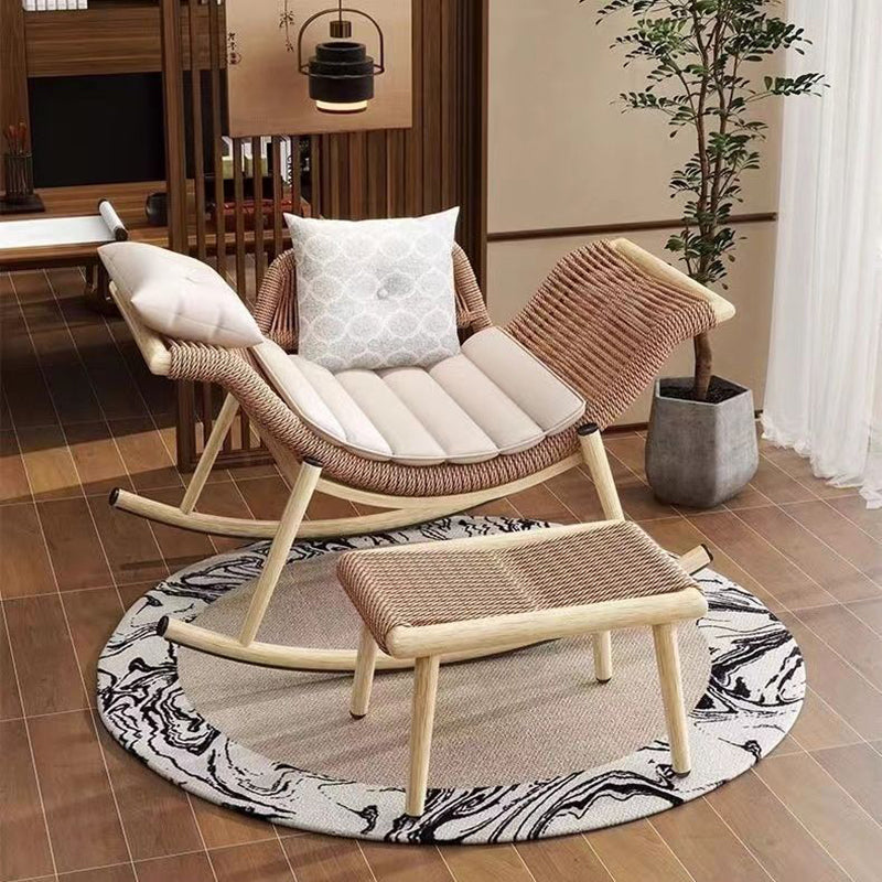 Contemporary Boho Rattan Patio Rocking Chair