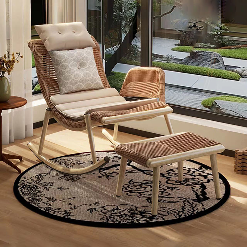 Contemporary Boho Rattan Patio Rocking Chair