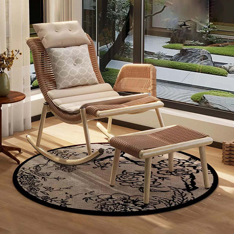 Contemporary Boho Rattan Patio Rocking Chair