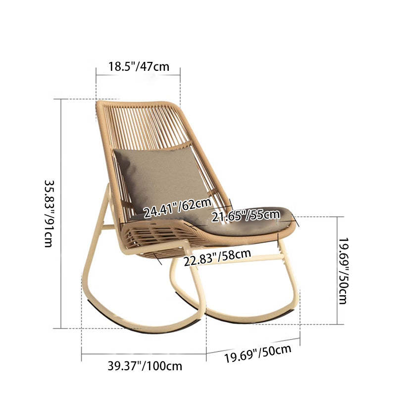 Boho Arc Rattan Metal Patio Rocking Chair