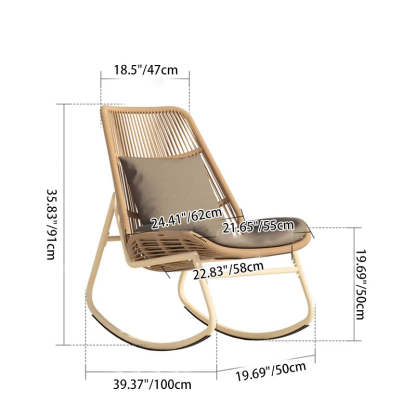 Boho Arc Rattan Metal Patio Rocking Chair