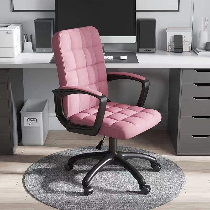 Minimalist desk tufted office chairs in metal — Pink