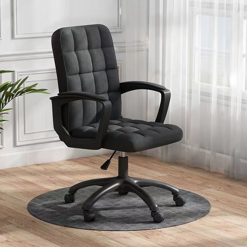 Contemporary Tufted Adjustable Swivel Desk Chair — Smoke Gray