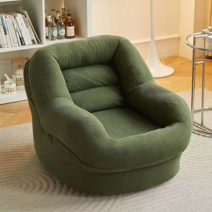 Scandinavian Corduroy Upholstered Accent Chair — Green