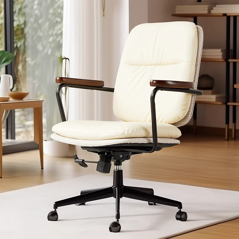 Contemporary Leather Adjustable Swivel Desk Chair - Dark Gray