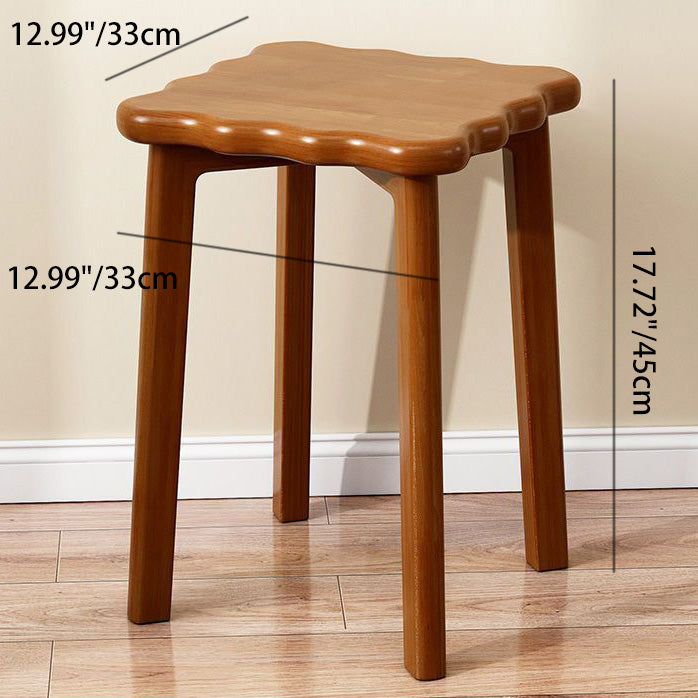 Biscuit Wood Stackable Low Stool — Cherry Wood Color