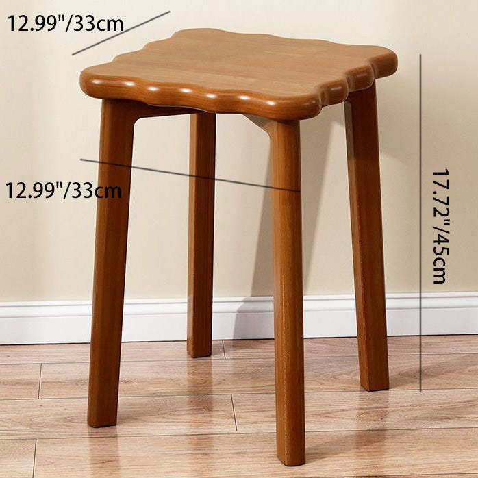 Biscuit Wood Stackable Low Stool — Cherry Wood Color