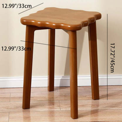 Biscuit Wood Stackable Low Stool — Cherry Wood Color