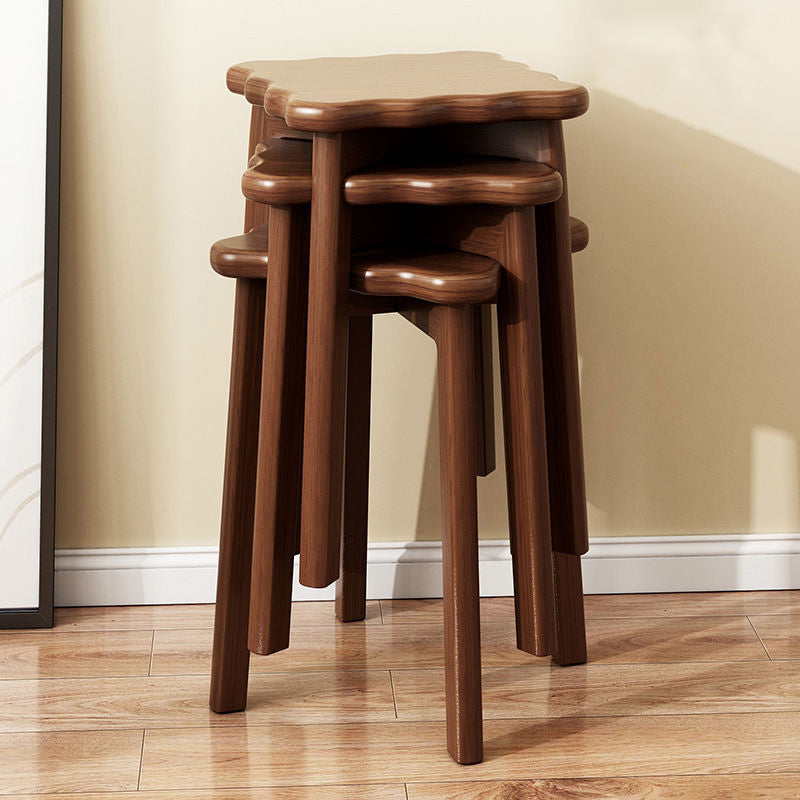 Biscuit Wood Stackable Low Stool — Walnut Wood Color