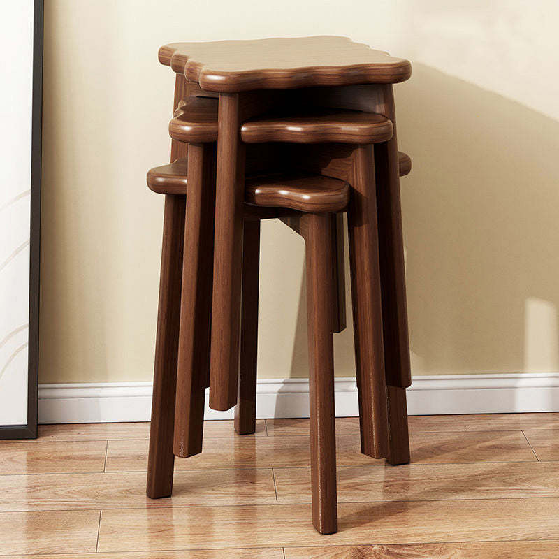 Biscuit Wood Stackable Low Stool — Walnut Wood Color